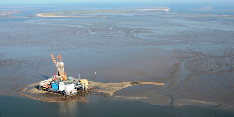 DEA offshore oil platform with operational facilities.