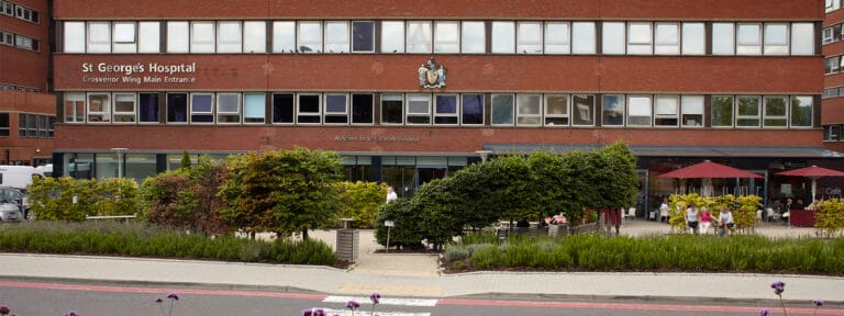 Exterior view of St George's Hospital Cardiac Catheterization Theatre.